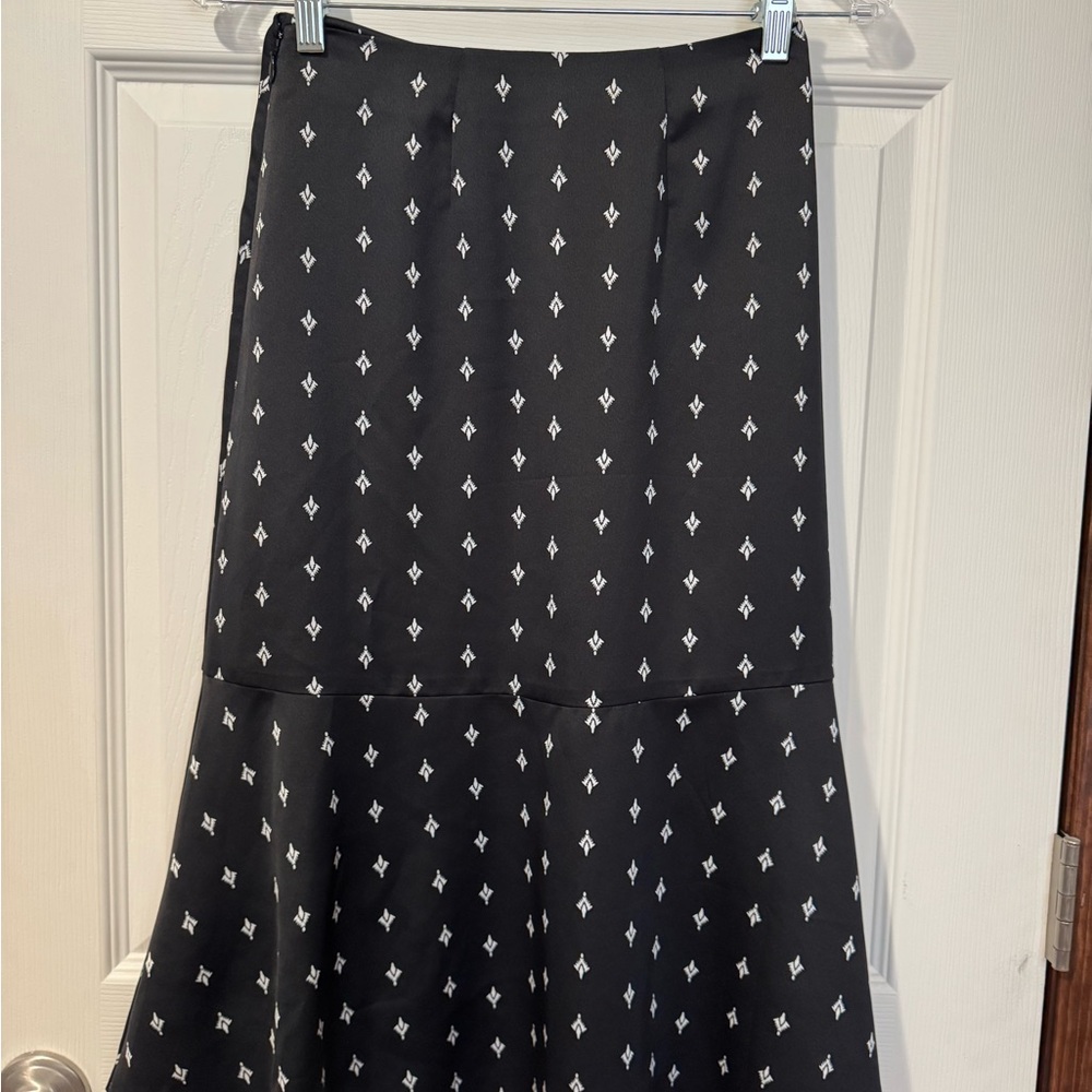 LOFT Black Midi A-Line Skirt